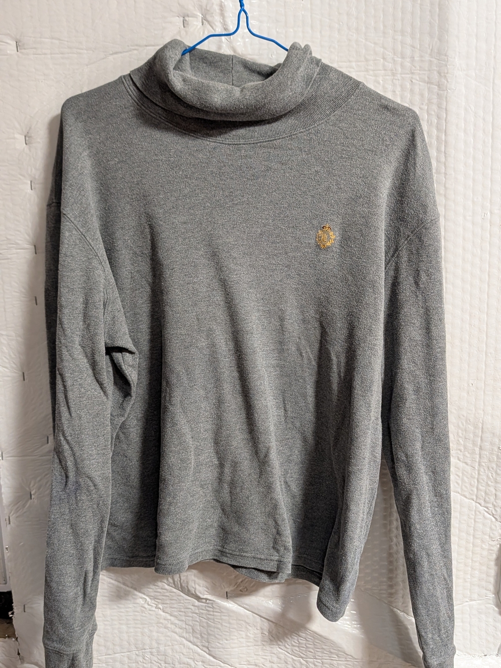 Lauren Ralph Lauren Gray Turtleneck Long Sleeve Top with Gold Crest